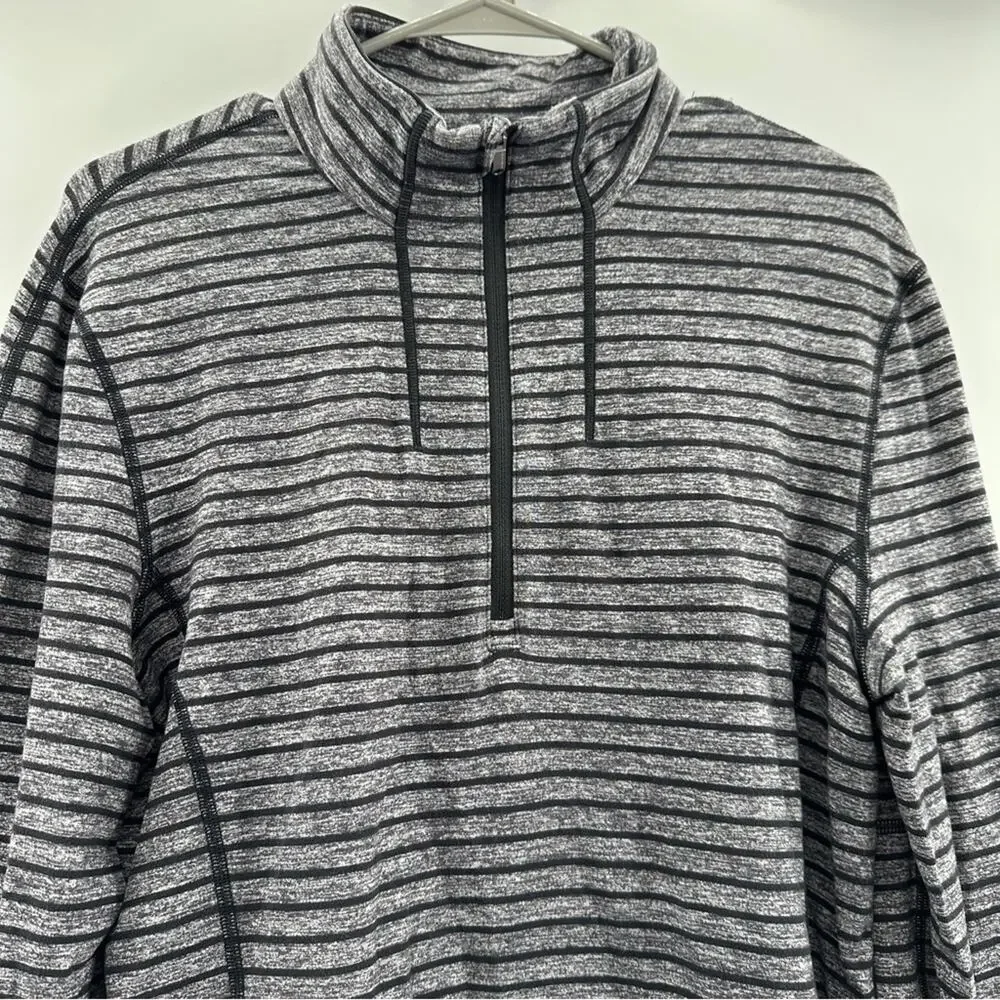 Lululemon Surge‎ Warm 1/2 Zip Jacket in Raven Stripe Black Heathered Black Sz M